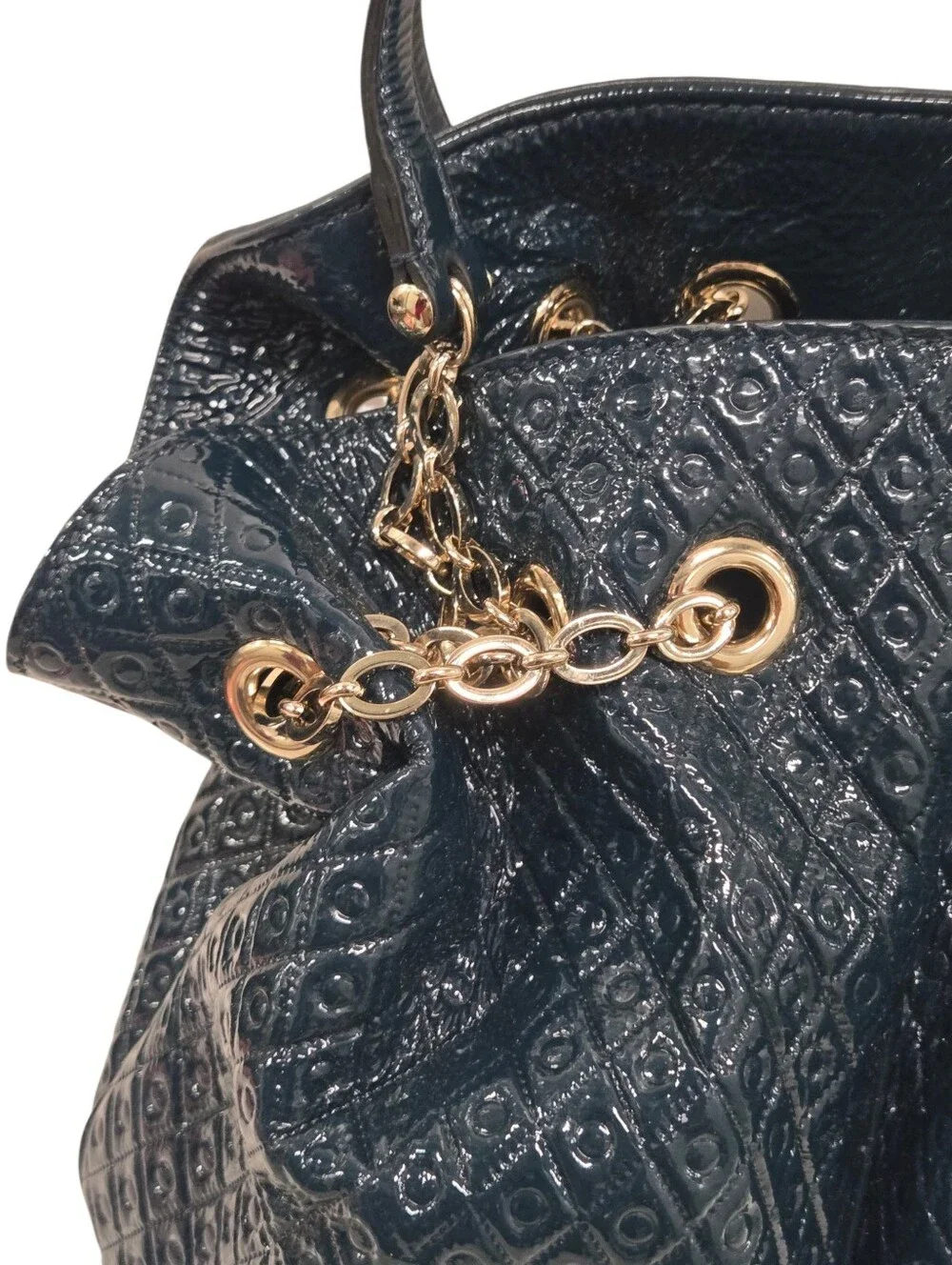 TOD'S  Quilted‎ Patent Leather Chain Tote shoulder bag